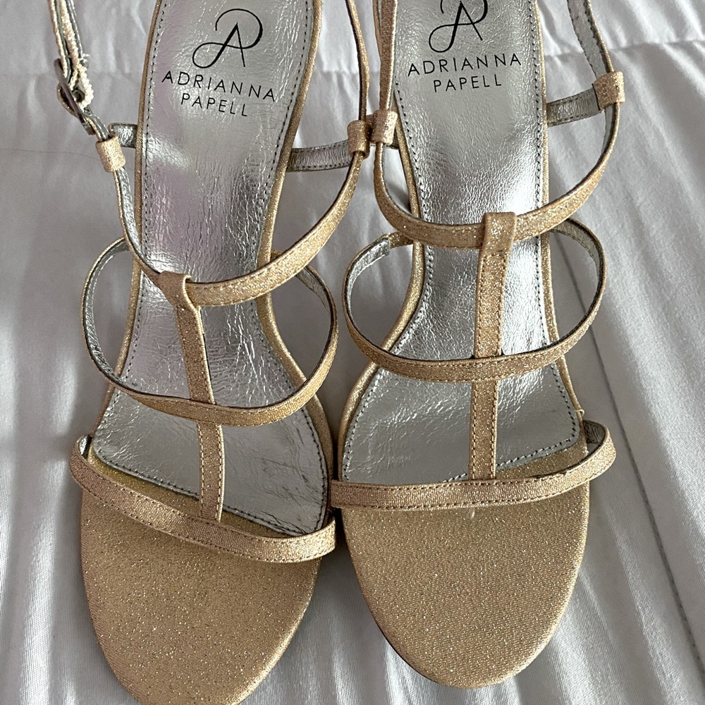 Adrianna Papell Glitter Gold Sandal Heels